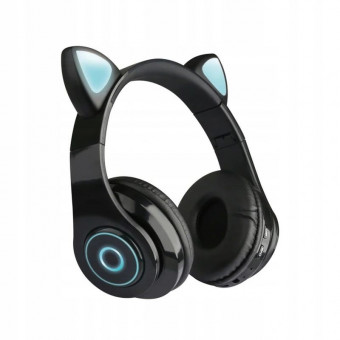 Fejhallgató vezeték nélküli , macska fülekkel , fekete JST-B39M
