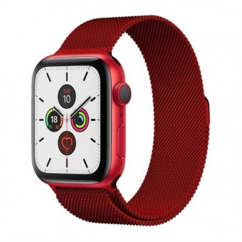Apple Watch fém szíj, milánói stílus, 42/44 mm, piros