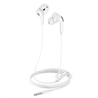 HOCO M1 Pro fülhallgató SZTEREO, 3.5mm jack, mikrofon, felvevő gomb, fehér