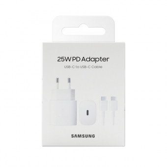Samsung adapter 25W  + 1m kábel type C fehér