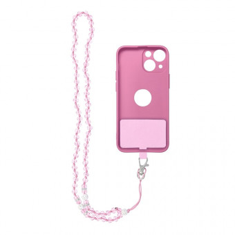 Crystal diamond telefon nyakba akasztó, rózsaszín, 74cm