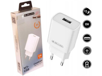 Hálózati töltő egy USB porttal, Jellico WJ-C58 92399, 5V, 2.1A, fehér