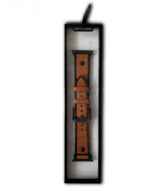 Apple Watch bőr szíj, 42/44 mm, világos barna sötét széllel