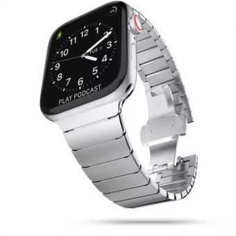 Apple Watch szíj, 42/44 mm, rozsdamentes acél, ezüst