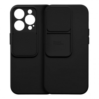 Slide tok, iPhone 15 Plus, kamera védős, fekete