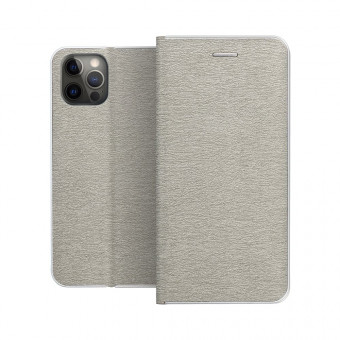 LUNA Gold könyvtok iPhone 15 ezüst, arany szegéllyel