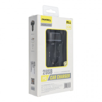PAVAREAL autós töltő Type C PD 20W + 2x USB 4.8A PA-CC65 fekete