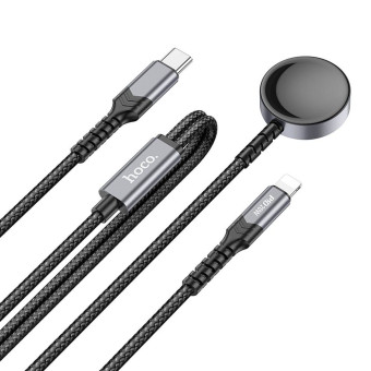 Hoco vezeték nélküli töltő 2in1 Apple Watch + iPhone töltőkábel 1,2m CW54 fekete