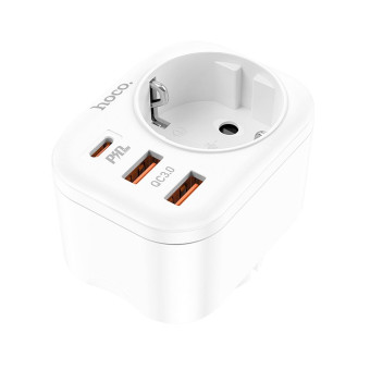 Hoco multifunkciós konnektor NS3  + töltő Type C PD 20W + 2x USB QC3.0 3A fehér