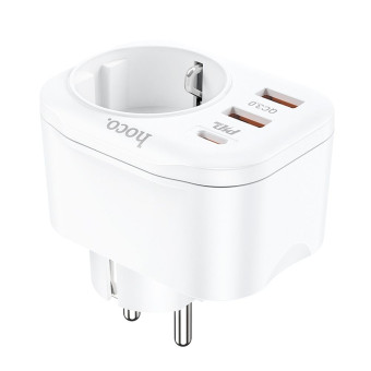 Hoco multifunkciós konnektor NS3  + töltő Type C PD 20W + 2x USB QC3.0 3A fehér