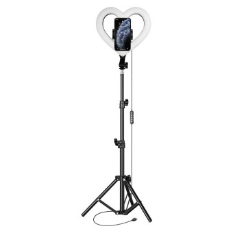 Selfie szív alakú led lámpa + tripod 12 hüvelyk + állvány, JM33-13