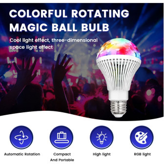 Disco LED izzó Mini Party fény RGB forgó E27 LBCRL 