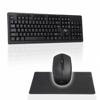 ART vezeték nélküli készlet QWERTY billentyűzet + egér + pad 2.4G AK-48A fekete
