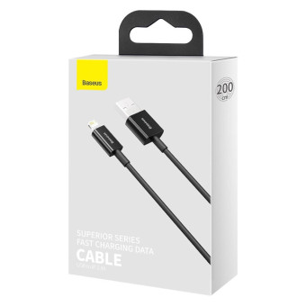 Baseus Superior lightning kábel fekete, 2M , 2,4A