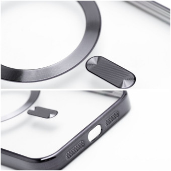 iPhone 16E Magsafe képes szilikon tok, átlátszó fekete kerettel,  prémium Dobozos