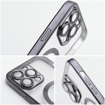 iPhone 16E Magsafe képes szilikon tok, átlátszó fekete kerettel,  prémium Dobozos