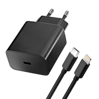 Blue Star töltő adapter 20W + USB C - Lightning kábel fekete