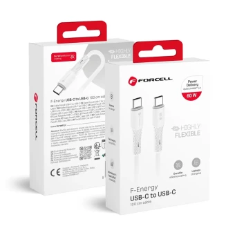 Forcell F-Energy kábel USB C - USB C QC4.0 PD 3A 60W  1 m fehér