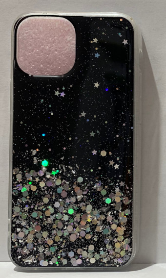Szilikon tok, Star Glitter, iphone 13 fekete